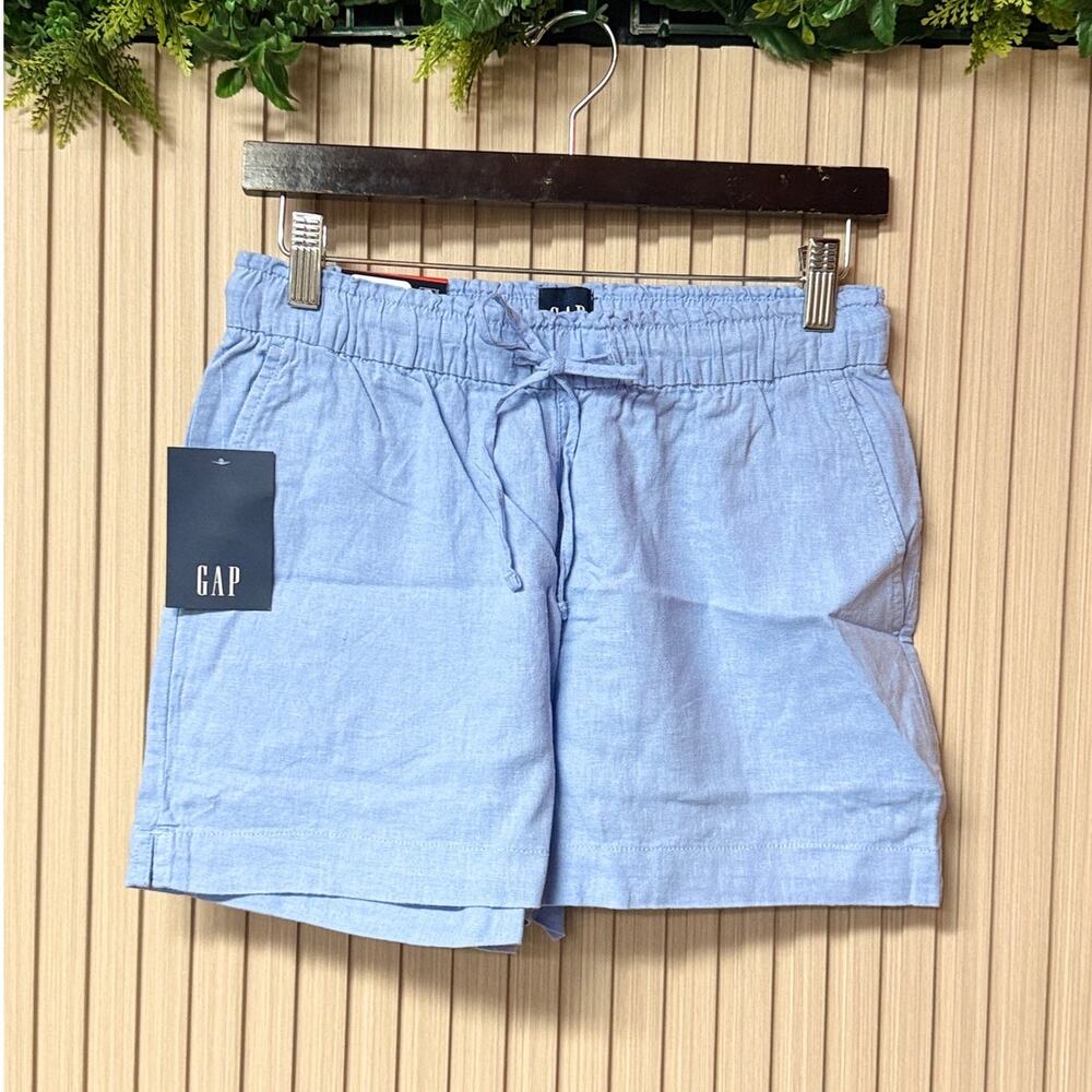 Gap Women's Linen Blend Pull-On Shorts Blue XS Drawstring Elastic Waist - Picture 7 of 7